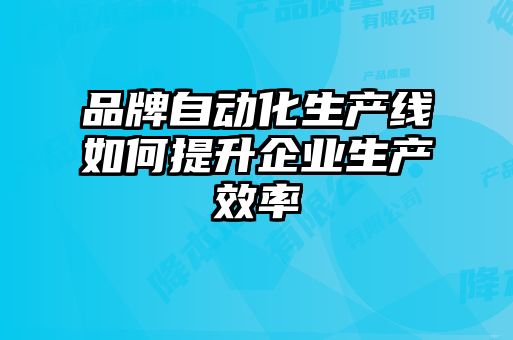 品牌自動化生產(chǎn)線如何提升企業(yè)生產(chǎn)效率