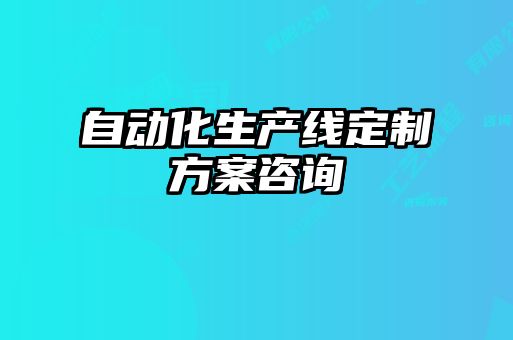 自動(dòng)化生產(chǎn)線定制方案咨詢